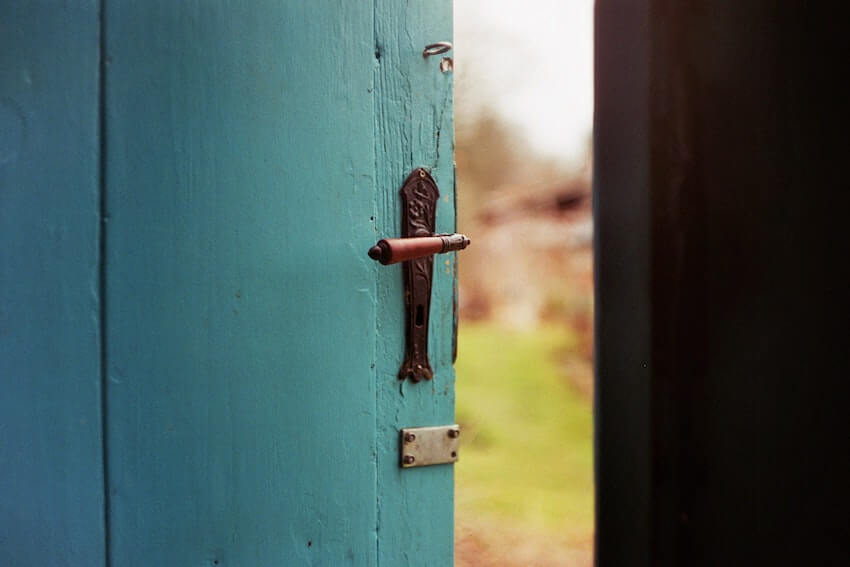 an open blue door