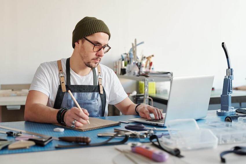 man creating art