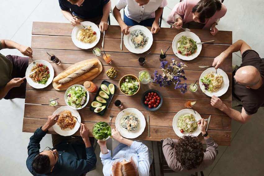 friends at a dinner party