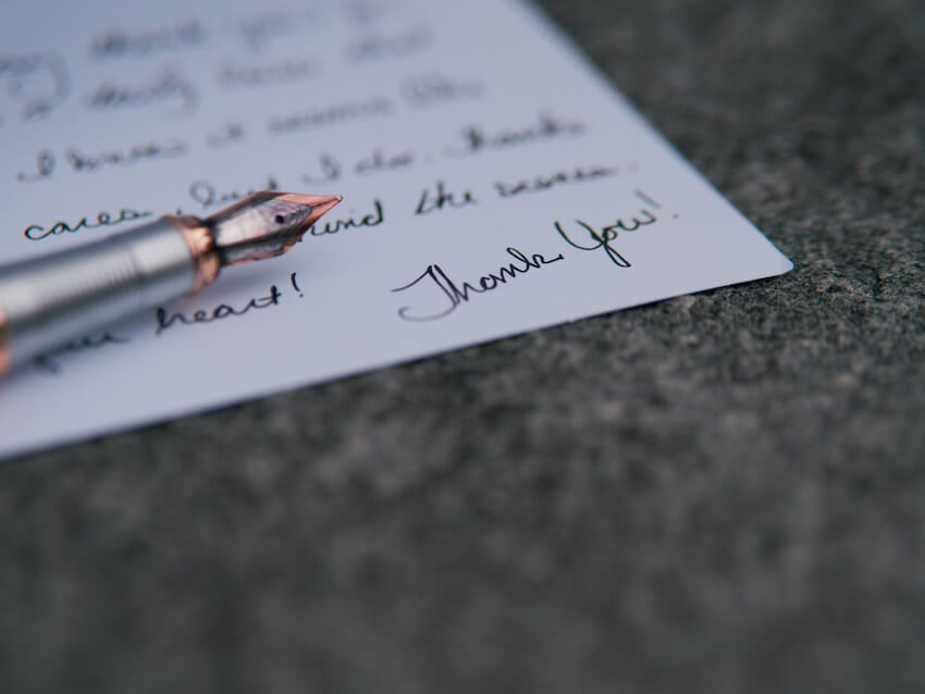 handwritten thank you message