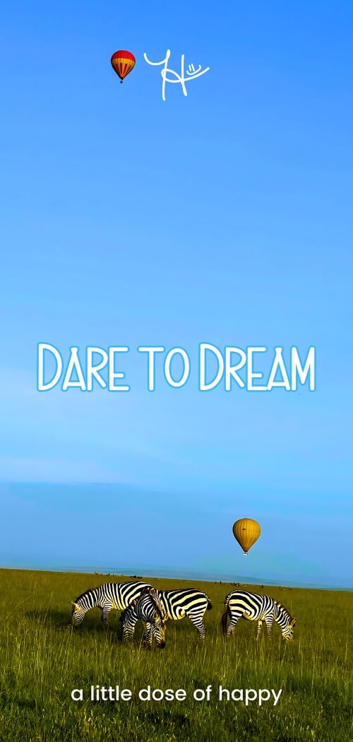Inspirational blue aesthetic wallpaper from a little dose of happy (aldohappy.com) that says, "Dare to Dream"