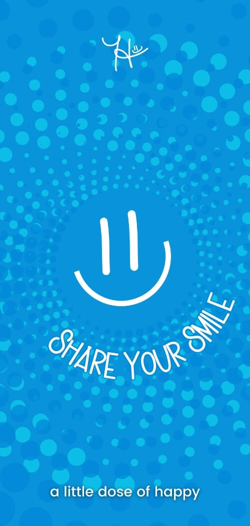 Inspirational blue aesthetic wallpaper from a little dose of happy (aldohappy.com) that says, "Share Your Smile"