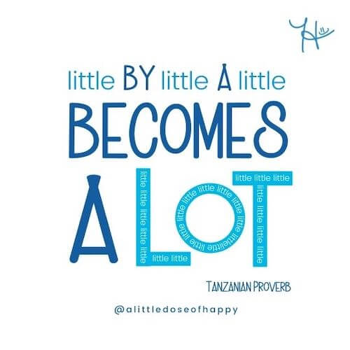Progress through small wins - compound effect illustration by a little dose of happy