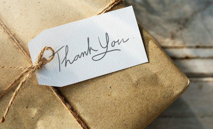 nicely wrapped thank you gift