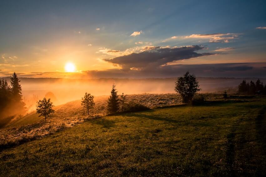 sunset over water