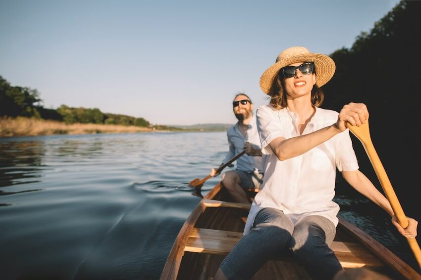 two people kayaking