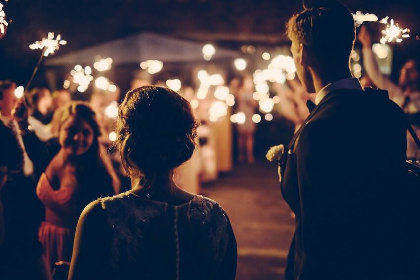 wedding celebration with sparklers