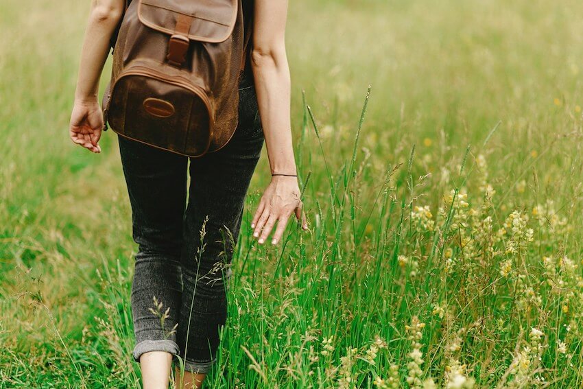 woman taking a mindful walk