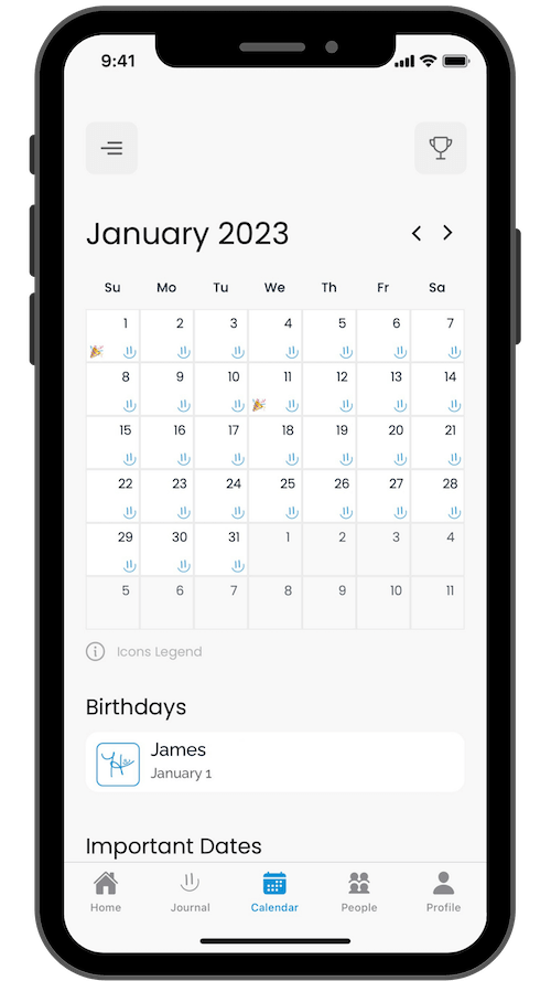 Journal Streak of Smileys - Accountability Calendar - Do Happy App - a little dose of happy