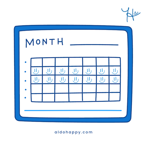 Small wins tracking calendar - accountability system example by a little dose of happy