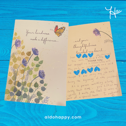 Thank You Card (Your kindness made a difference...and your thoughtfulness touched my heart) - a little dose of happy - aldohappy.com