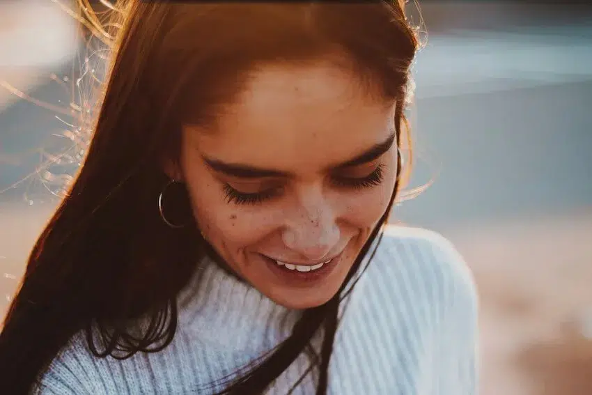 content woman smiling