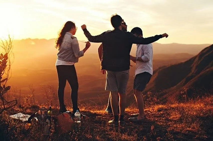 friends dancing outside