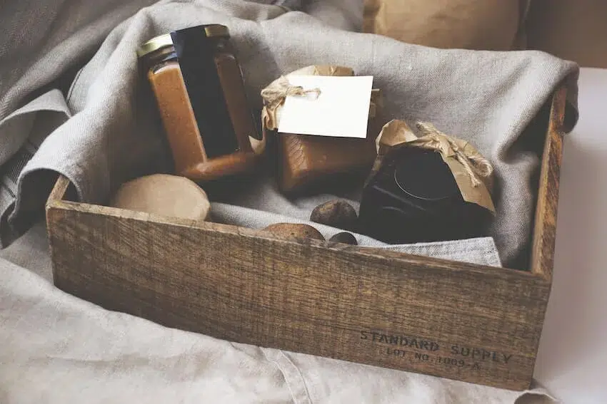 gift basket with various jams