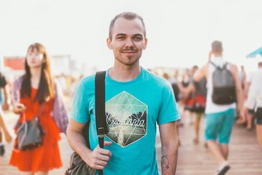 man looking forward looking content
