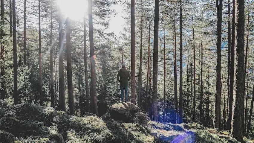 man standing on top of a rock