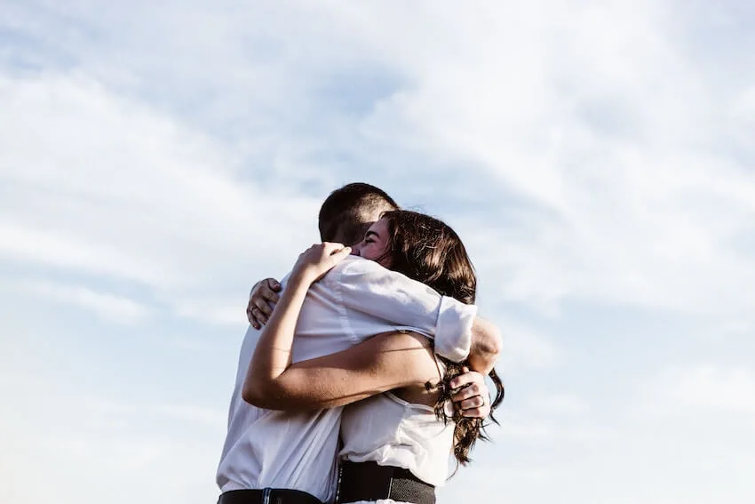 two people hugging