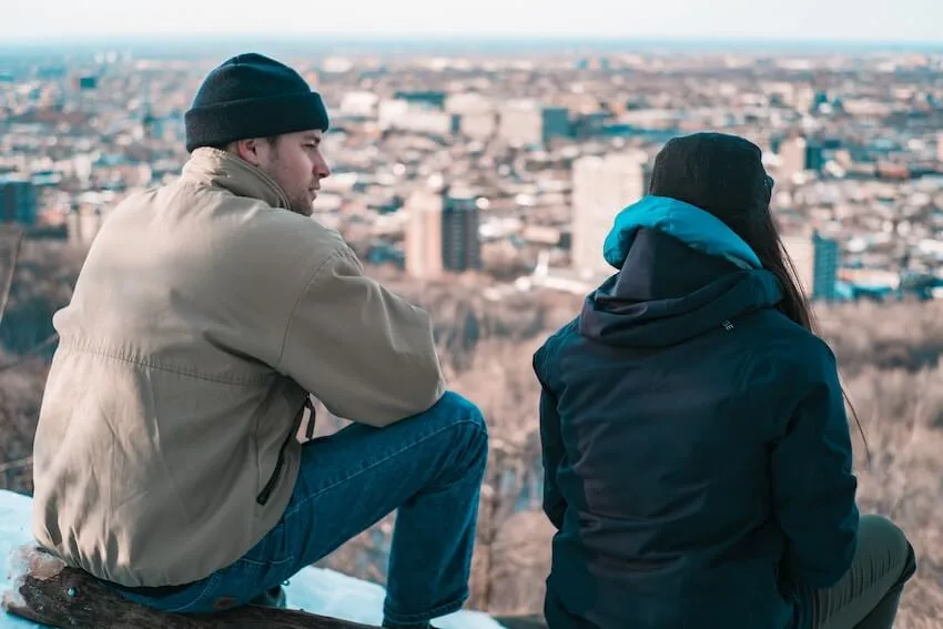 two people talking