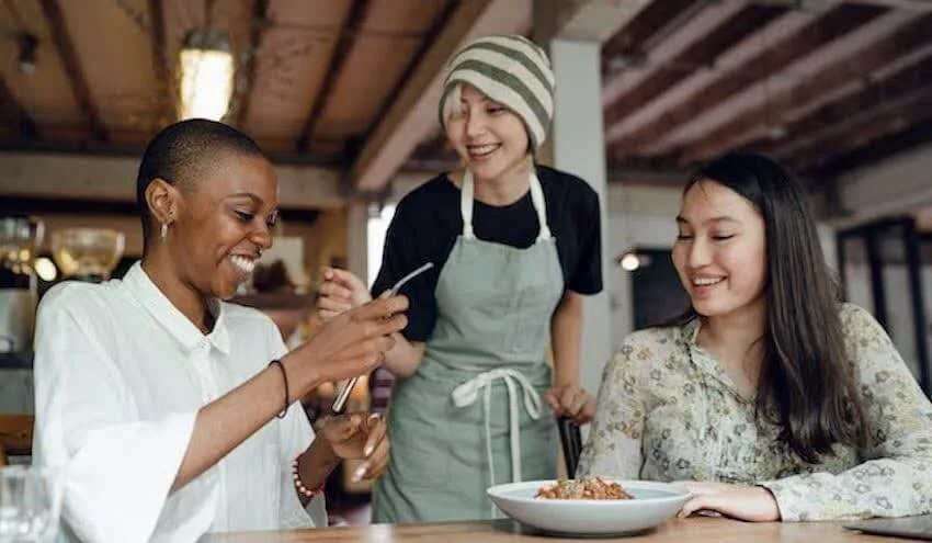 two women enjoying lunch
