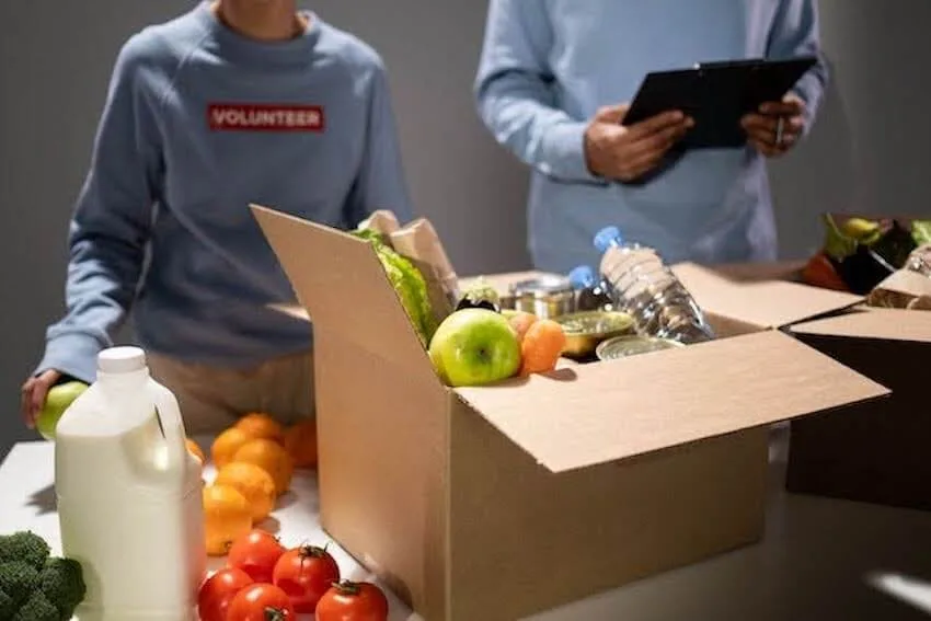 volunteers at a food drive