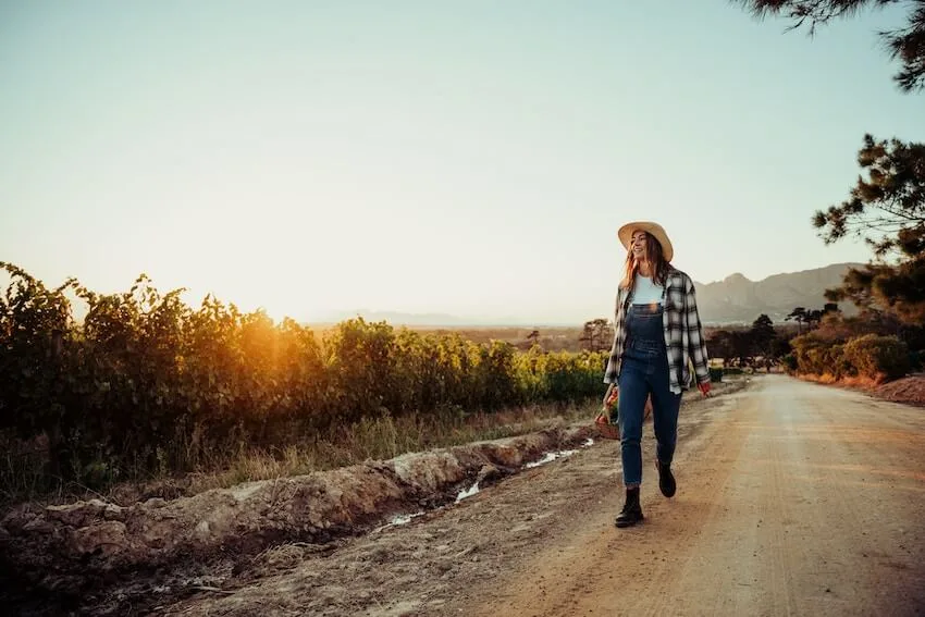 woman taking a walk outside